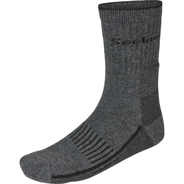 Skarpety Seeland Field Heavy Merino Sock Grey Melange/Black